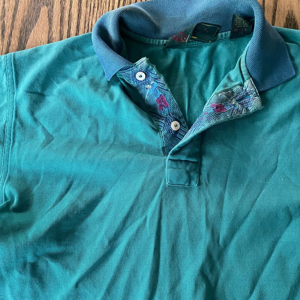 Vintage Golf Polo With Unique Golfer Cross-stitch Detail